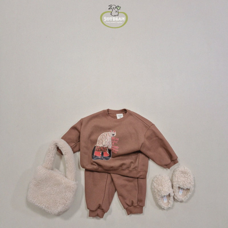 Soybean - Korean Children Fashion - #childofig - Fleece White Bear Top Bottom Set - 2