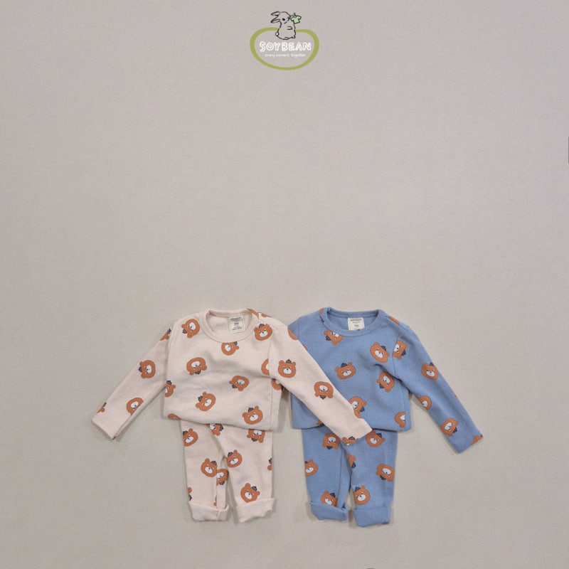 Soybean - Korean Children Fashion - #childrensboutique - Brushed Bear Loungewear
