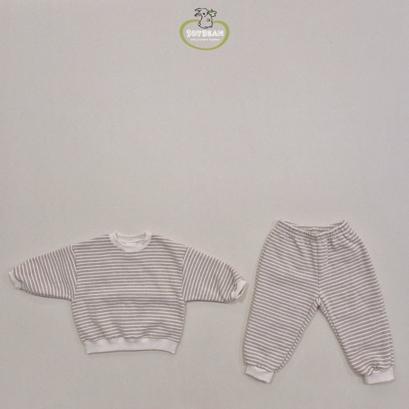 Soybean - Korean Children Fashion - #designkidswear - Fleece Stripe Top Bottom Set - 7