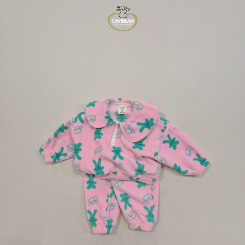 Soybean - Korean Children Fashion - #discoveringself - Bunny Fleece Top Bottom Set - 8