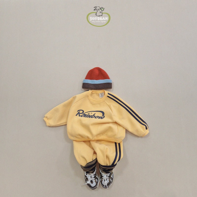 Soybean - Korean Children Fashion - #discoveringself - Fleece Rainbow Top Bottom Set - 2