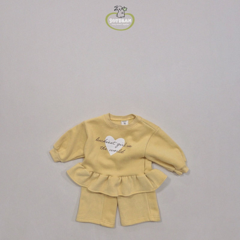 Soybean - Korean Children Fashion - #discoveringself - Fleece Heart Girl Frill Top Bottom Set - 10