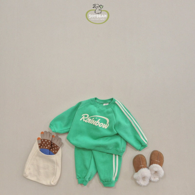 Soybean - Korean Children Fashion - #fashionkids - Fleece Rainbow Top Bottom Set - 3