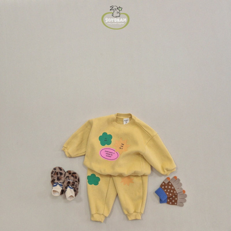 Soybean - Korean Children Fashion - #fashionkids - Wappen Printing Top Bottom Set - 2