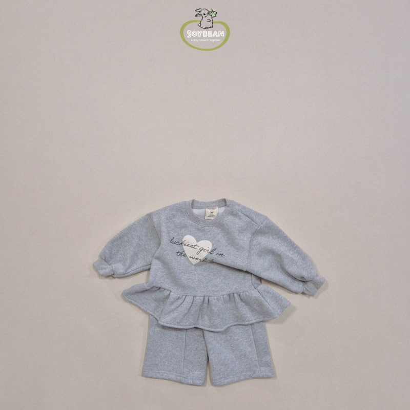 Soybean - Korean Children Fashion - #fashionkids - Fleece Heart Girl Frill Top Bottom Set - 11