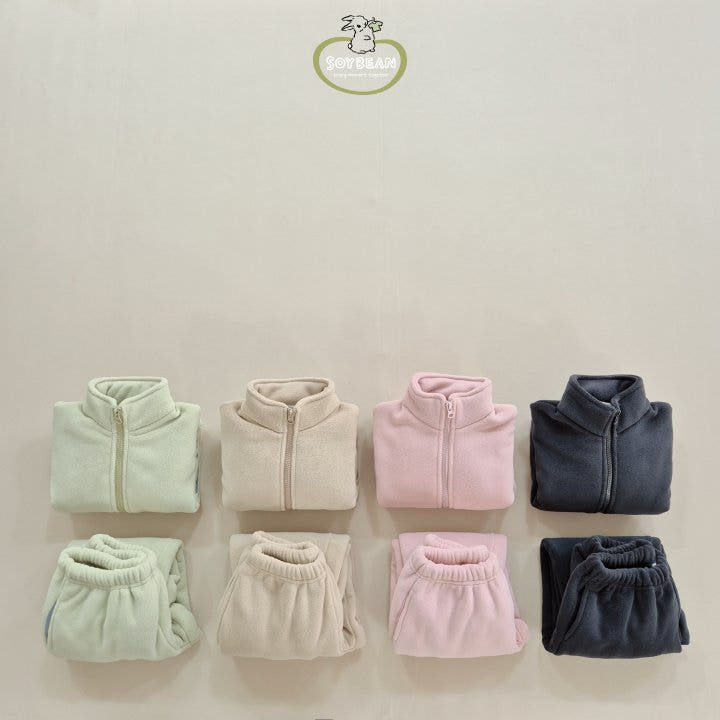 Soybean - Korean Children Fashion - #fashionkids - Super Fleece Zip-up Top Bottom Set