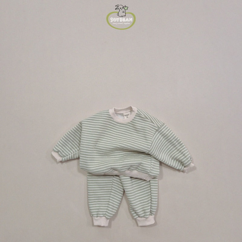 Soybean - Korean Children Fashion - #kidsstore - Fleece Stripe Top Bottom Set - 11