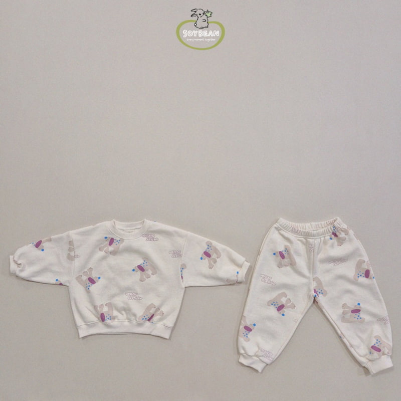 Soybean - Korean Children Fashion - #kidsstore - Fleece Puppy Top Bottom Set - 6