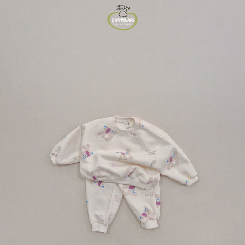 Soybean - Korean Children Fashion - #littlefashionista - Fleece Puppy Top Bottom Set - 9