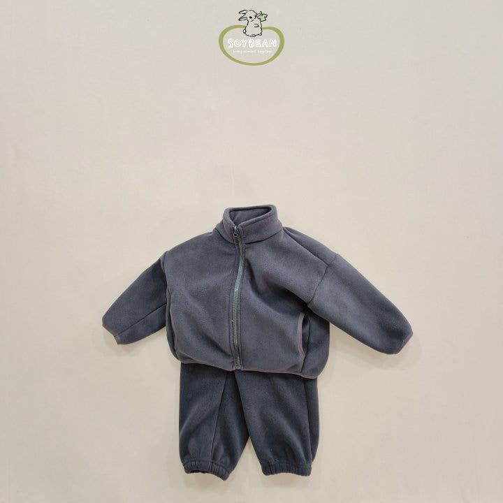 Soybean - Korean Children Fashion - #littlefashionista - Super Fleece Zip-up Top Bottom Set - 6