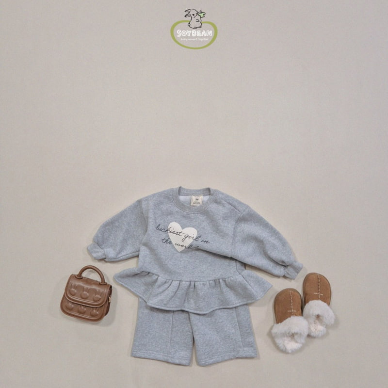 Soybean - Korean Children Fashion - #magicofchildhood - Fleece Heart Girl Frill Top Bottom Set - 4