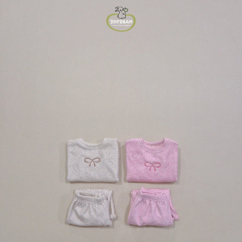 Soybean - Korean Children Fashion - #minifashionista - Popping Ribbon Top Bottom Set - 5