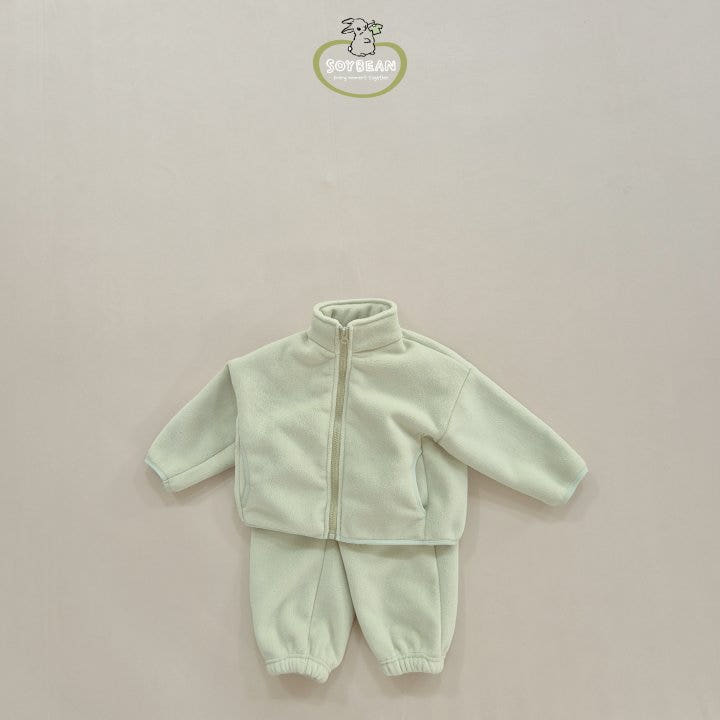 Soybean - Korean Children Fashion - #prettylittlegirls - Super Fleece Zip-up Top Bottom Set - 9