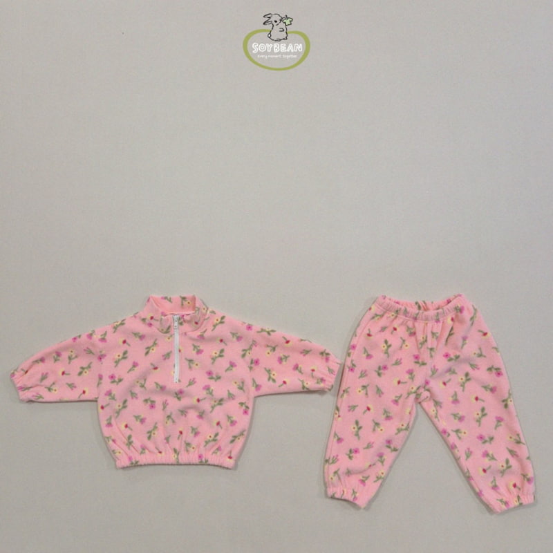 Soybean - Korean Children Fashion - #todddlerfashion - Fleece Flower Half Top Bottom Set - 8