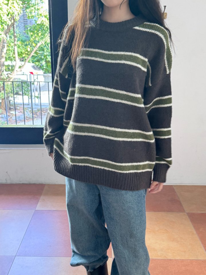 Theres - Korean Women Fashion - #thatsdarling - Colored Stripe Knit Sweater - 11