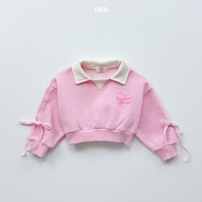 U Eo - Korean Children Fashion - #prettylittlegirls - Muse Ribbon Collar Sweatshirt - 2