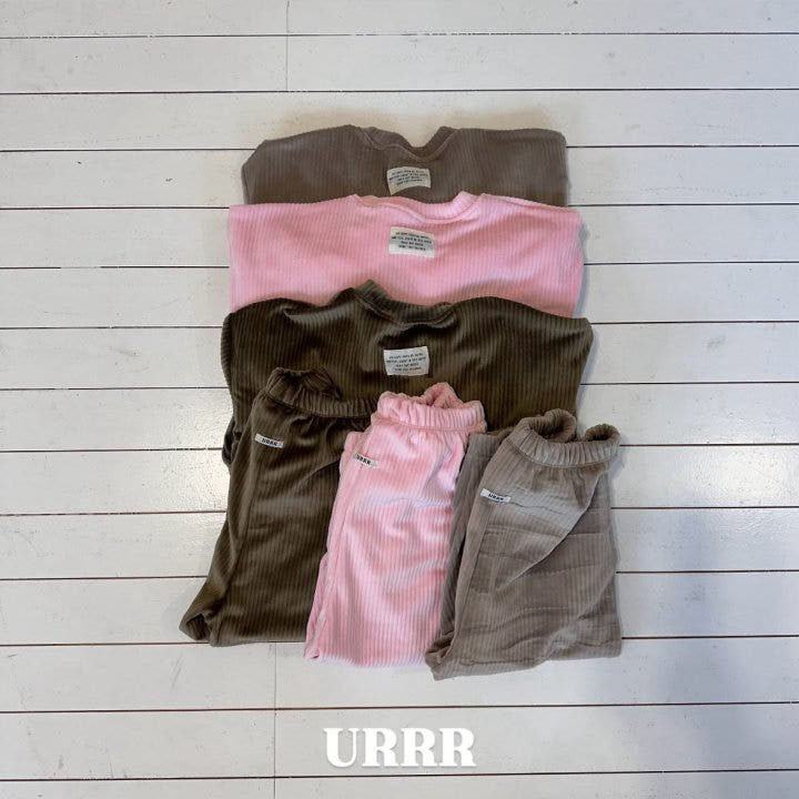 Urrr - Korean Children Fashion - #kidsstore - Thick Ribbed Velvet Set - 2