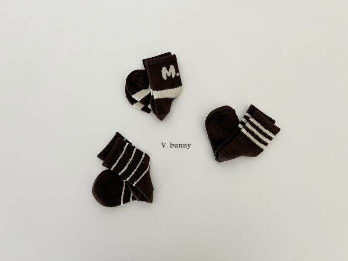 V Bunny - Korean Children Fashion - #childofig - Stripe M Socks Set - 5