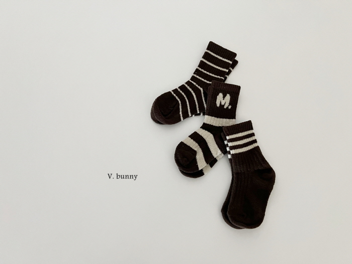 V Bunny - Korean Children Fashion - #childrensboutique - Stripe M Socks Set - 6