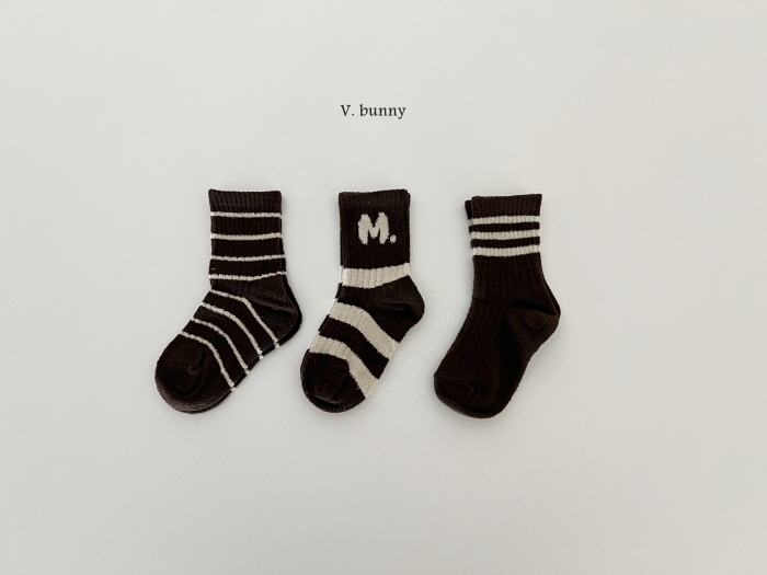 V Bunny - Korean Children Fashion - #todddlerfashion - Stripe M Socks Set - 2