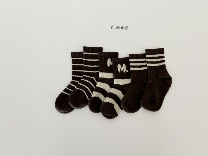 V Bunny - Korean Children Fashion - #toddlerclothing - Stripe M Socks Set - 3