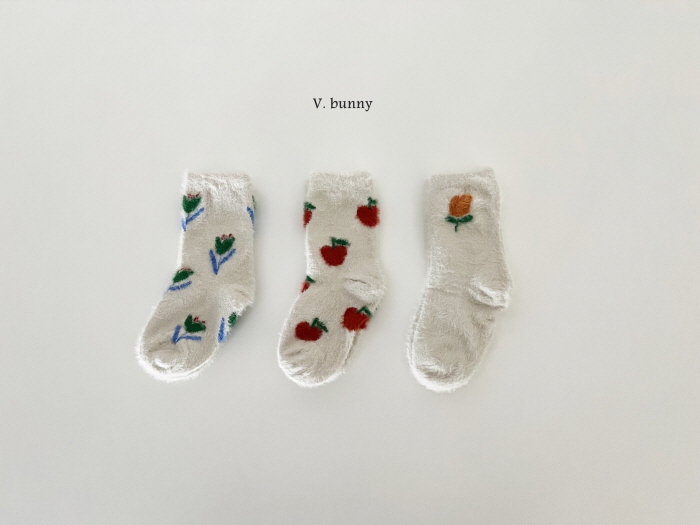 V Bunny - Korean Children Fashion - #toddlerclothing - Apple Socks Set