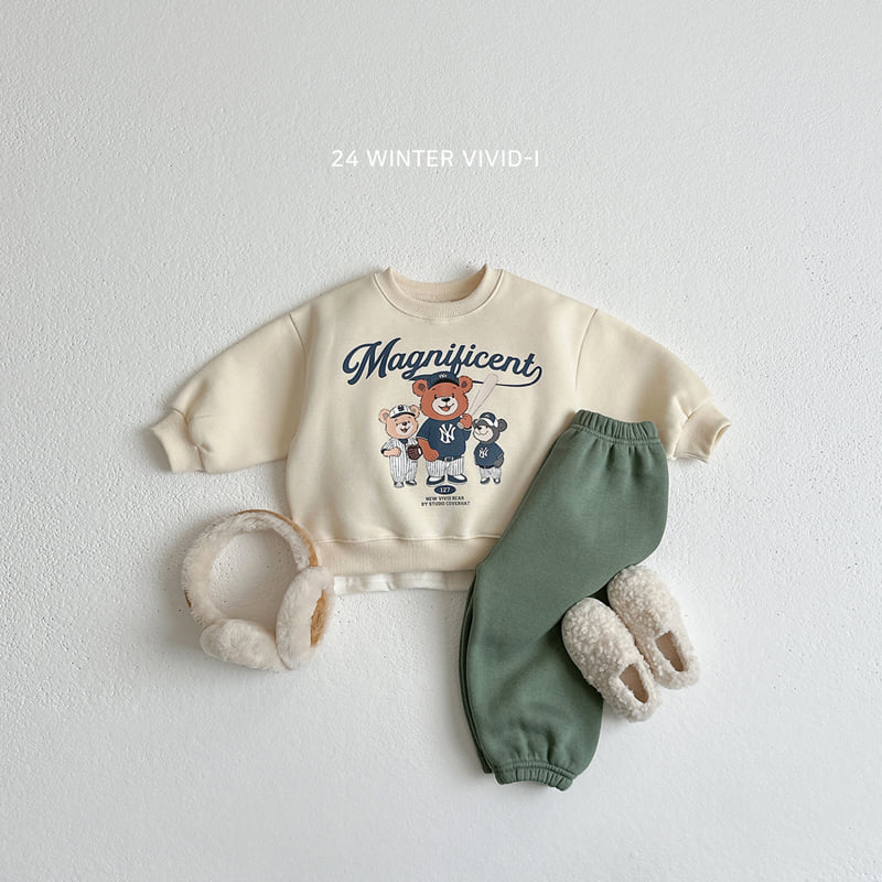 Vivid I - Korean Children Fashion - #magicofchildhood - Bears Baseball Top Bottom Set - 9