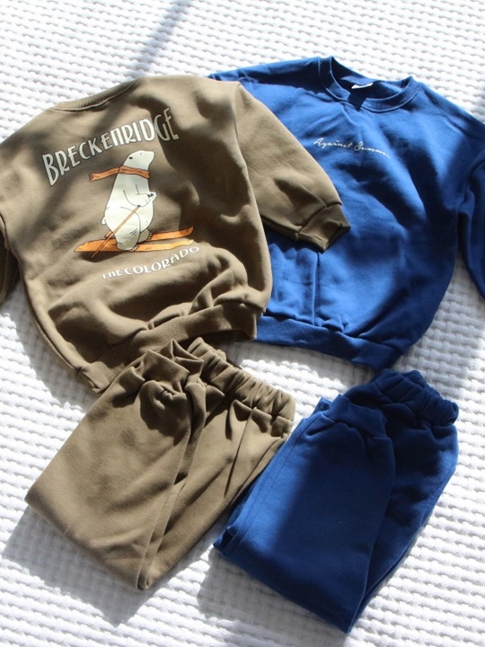 Ski Bear Fleece Top Bottom Set Ski Bear Fleece Top Bottom Set