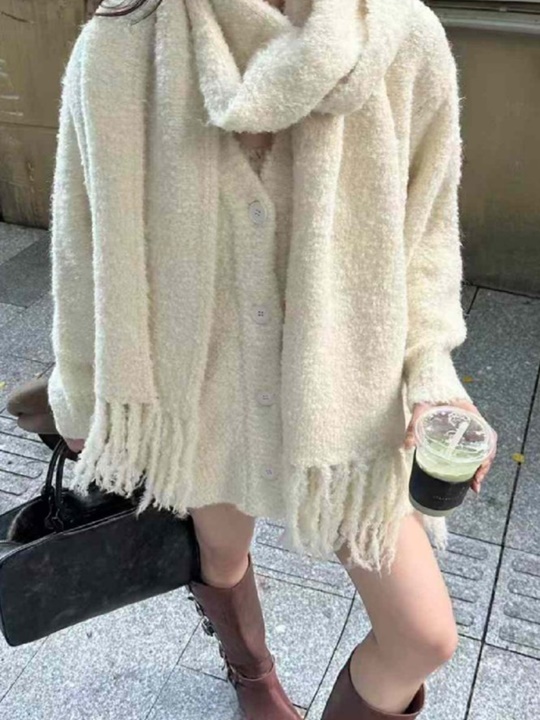 Hey Loose Fit Muffler Cardigan Set Hey Loose Fit Muffler Cardigan Set