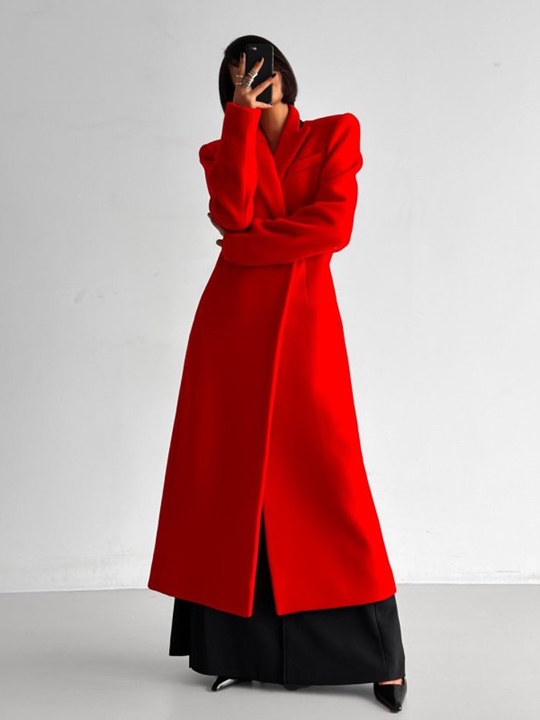 Virgin Wool Peak Lapel Tailored Maxi Coat Virgin Wool Peak Lapel Tailored Maxi Coat