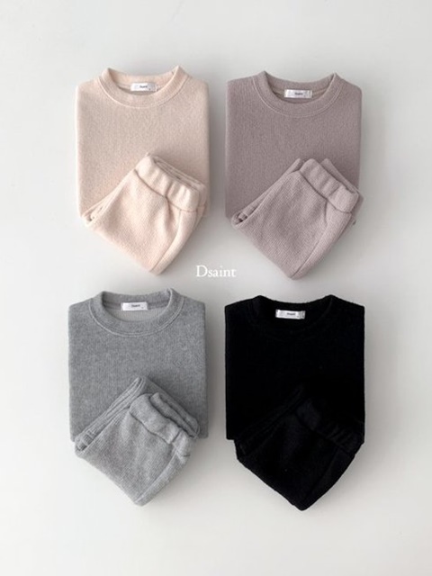Puff Knit Fleece Bootcut Top Bottom Set Puff Knit Fleece Bootcut Top Bottom Set