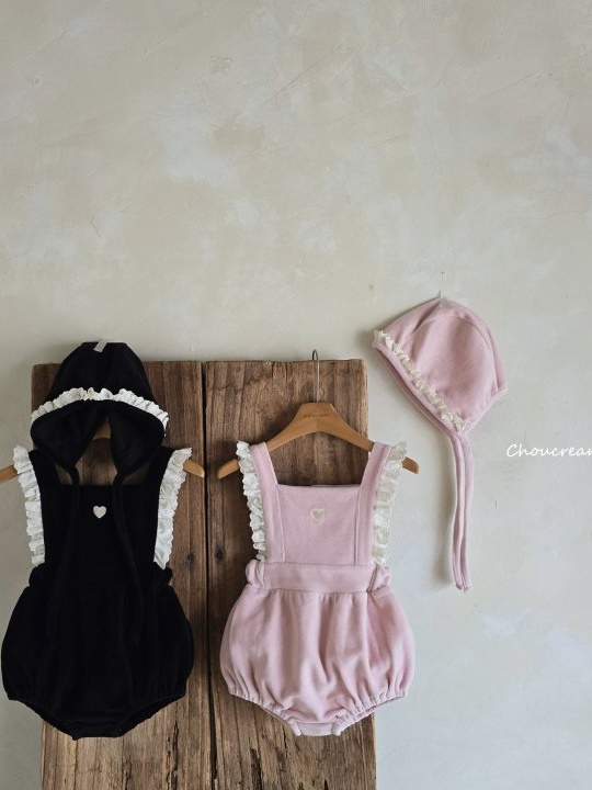 Heart Suspenders Suit Bonnet Set Heart Suspenders Suit Bonnet Set