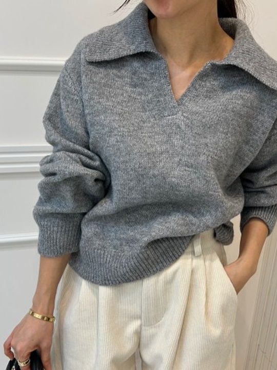 Plain Collar Knit Plain Collar Knit