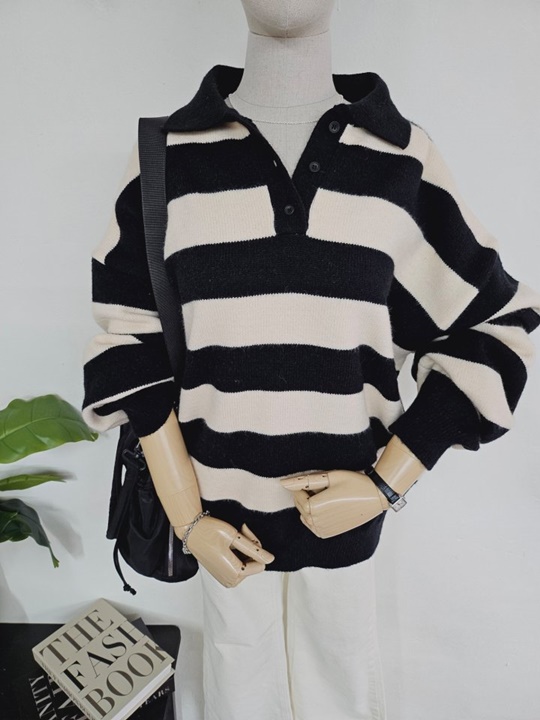 Wide Stripe Collar Knit Wide Stripe Collar Knit