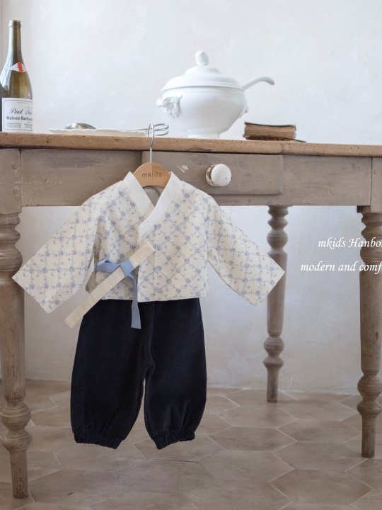 Blue Plum Blossom Pants Set Blue Plum Blossom Pants Set