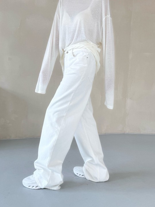 High Rise Wide Leg White Denim Pants High Rise Wide Leg White Denim Pants