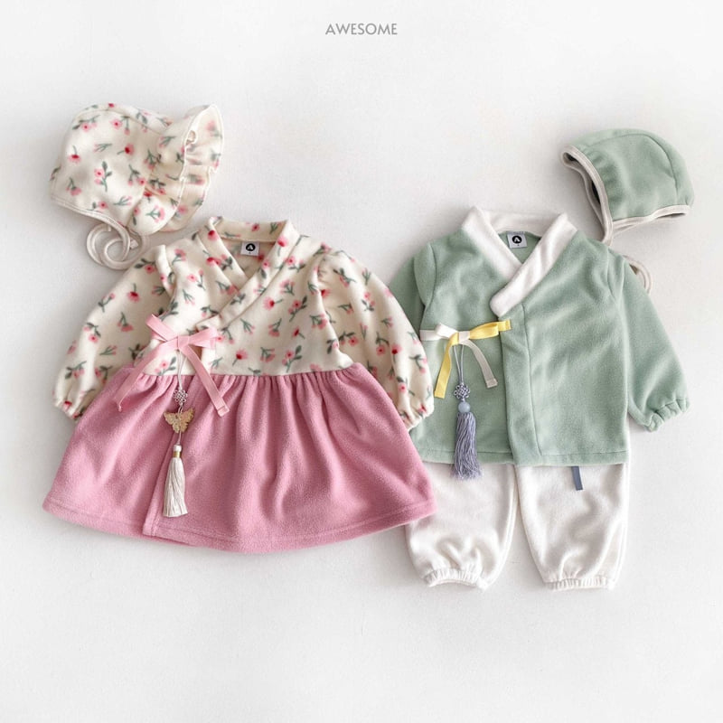 Awesome Bebe - Korean Children Fashion - #stylishchildhood - Creamy Fleece Hanbok - 5
