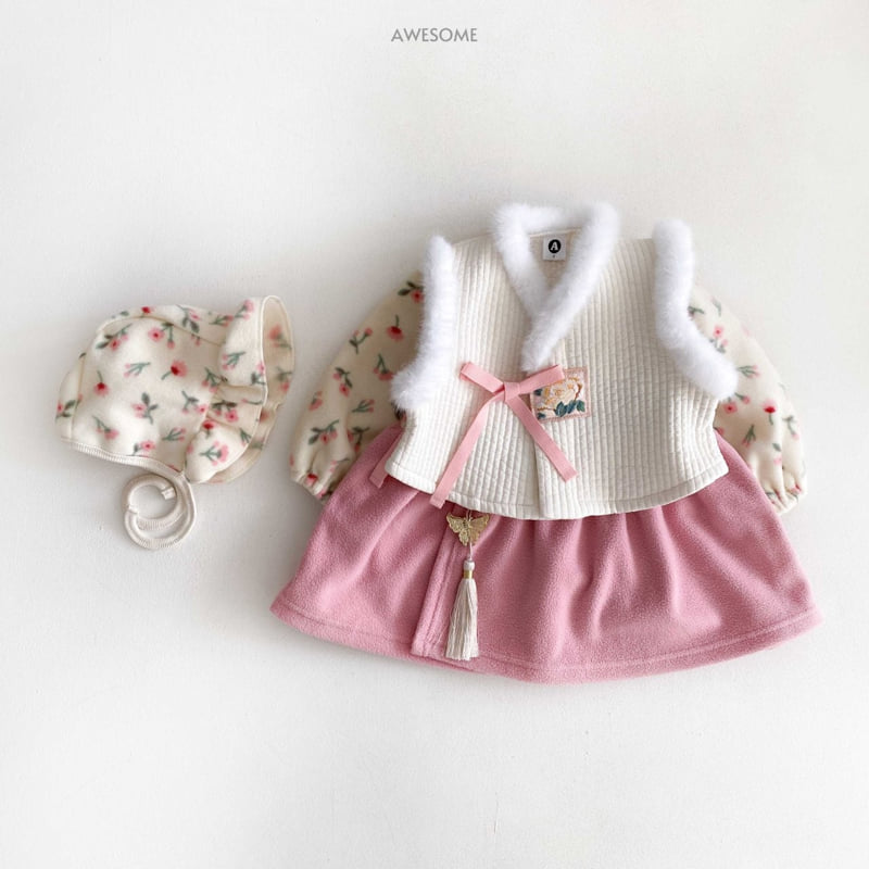 Awesome Bebe - Korean Children Fashion - #todddlerfashion - Creamy Fleece Hanbok - 3