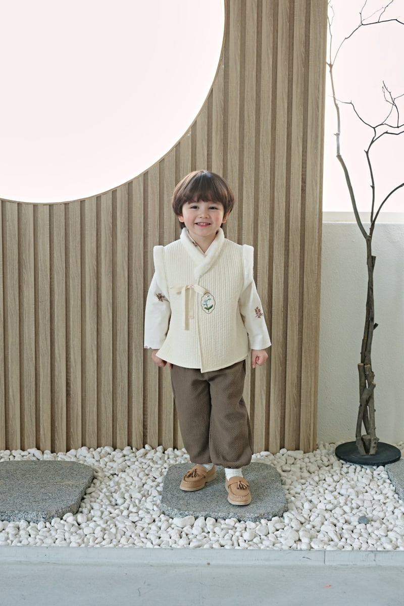 Bbb - Korean Children Fashion - #childrensboutique - Floral Boy Hanbok Baeja Vest - 6