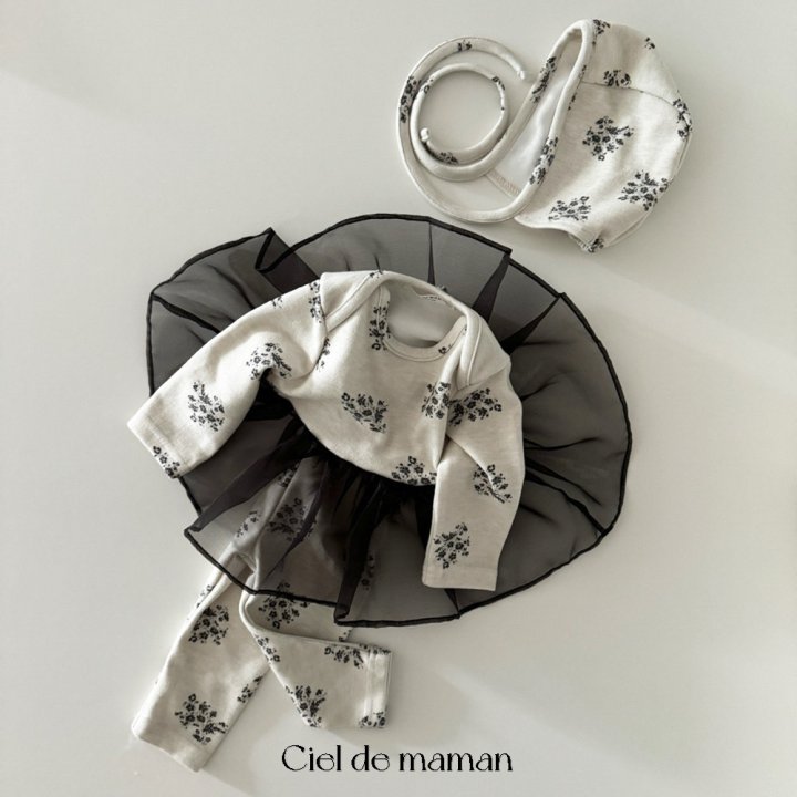 Ciel De Maman - Korean Baby Fashion - #babyoutfit - Shua Suit Leggings Bonnet Set - 2