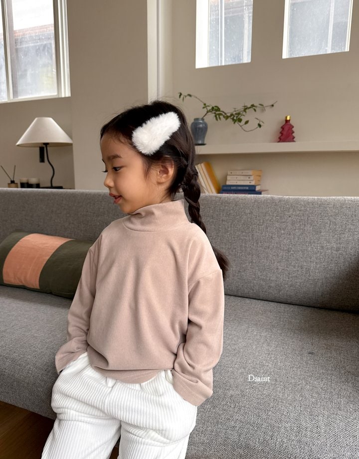 Dsaint - Korean Children Fashion - #kidzfashiontrend - Peach Fleece Turtleneck Tee - 11