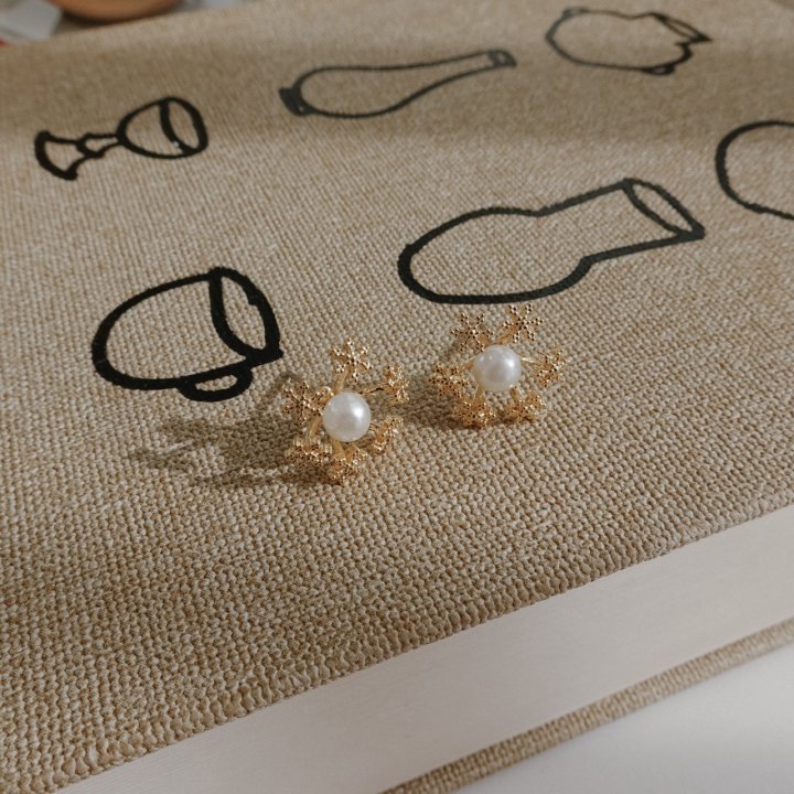 Eeiitt - Korean Women Fashion - #momslook - Hemming Snowflake Earrings - 2