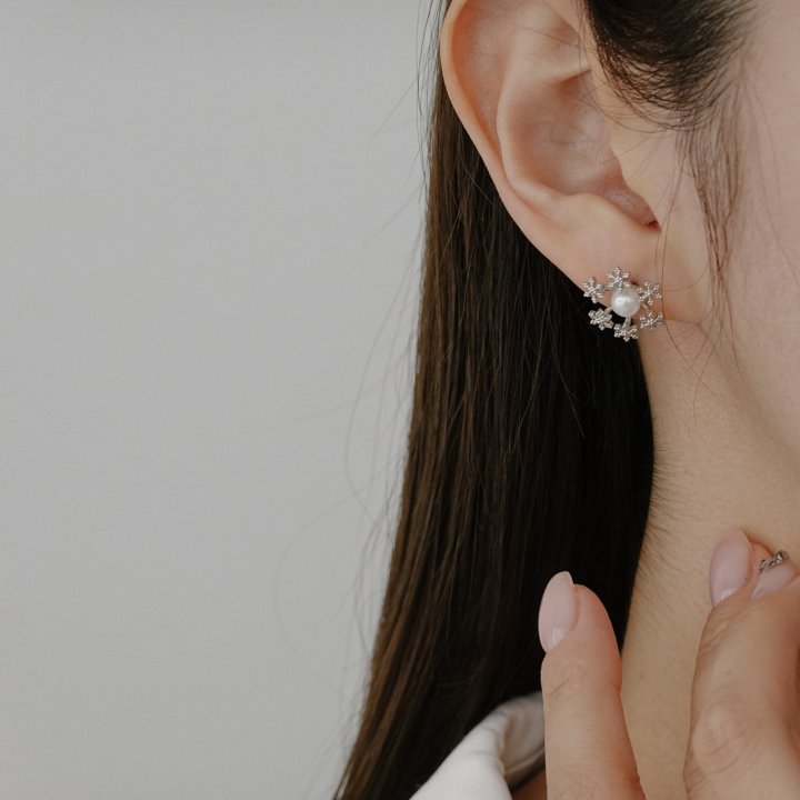 Eeiitt - Korean Women Fashion - #momslook - Hemming Snowflake Earrings - 6