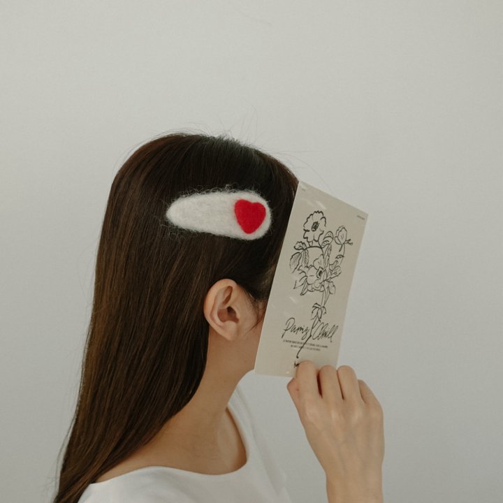 Eeiitt - Korean Women Fashion - #momslook - Big Pong Pong Heart Hairpin - 9