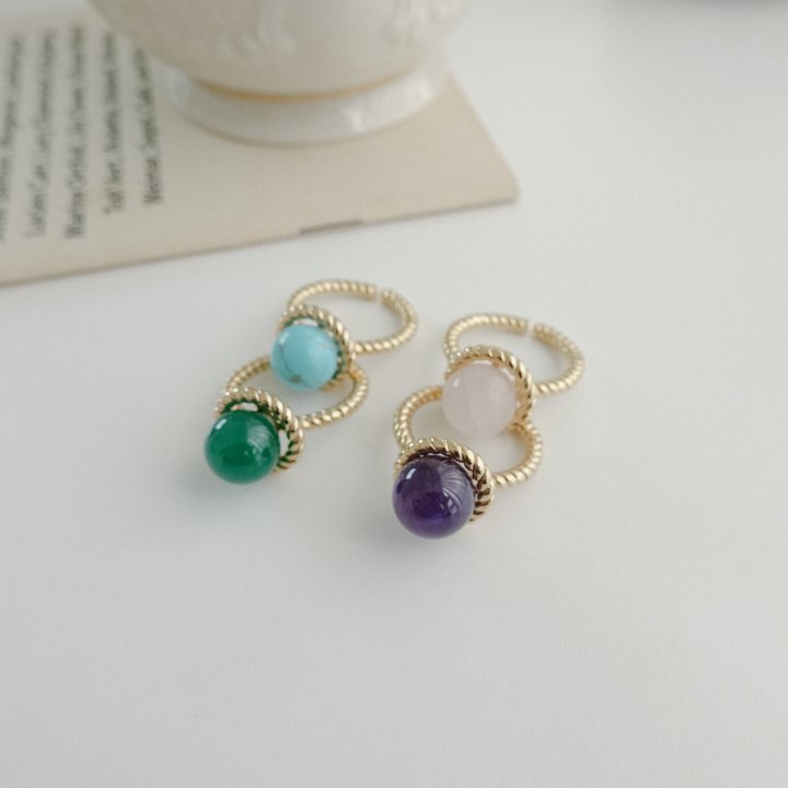 Eeiitt - Korean Women Fashion - #momslook - Adelate Gemstone Ring - 10