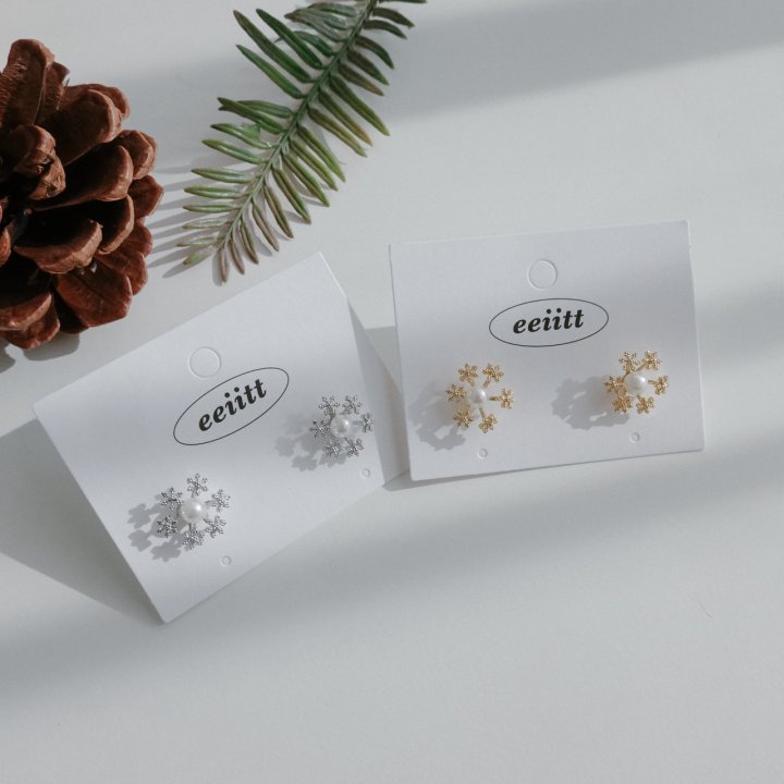 Eeiitt - Korean Women Fashion - #womensfashion - Hemming Snowflake Earrings - 11