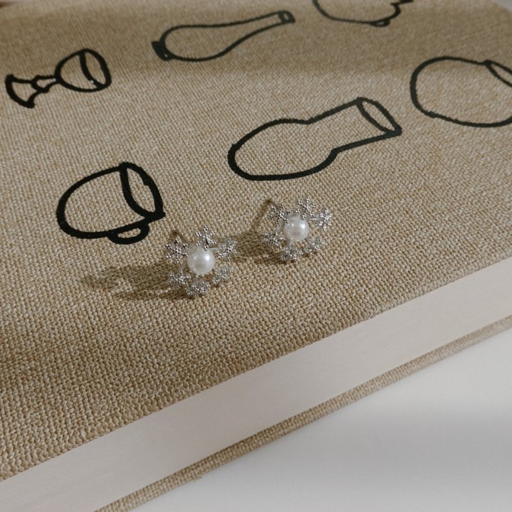 Eeiitt - Korean Women Fashion - #womensfashion - Hemming Snowflake Earrings - 3