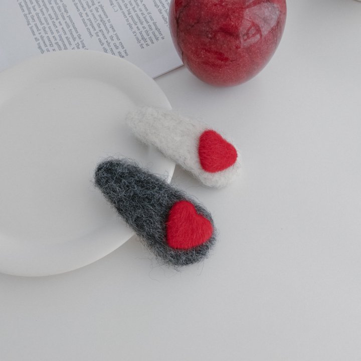 Eeiitt - Korean Women Fashion - #womensfashion - Big Pong Pong Heart Hairpin - 10