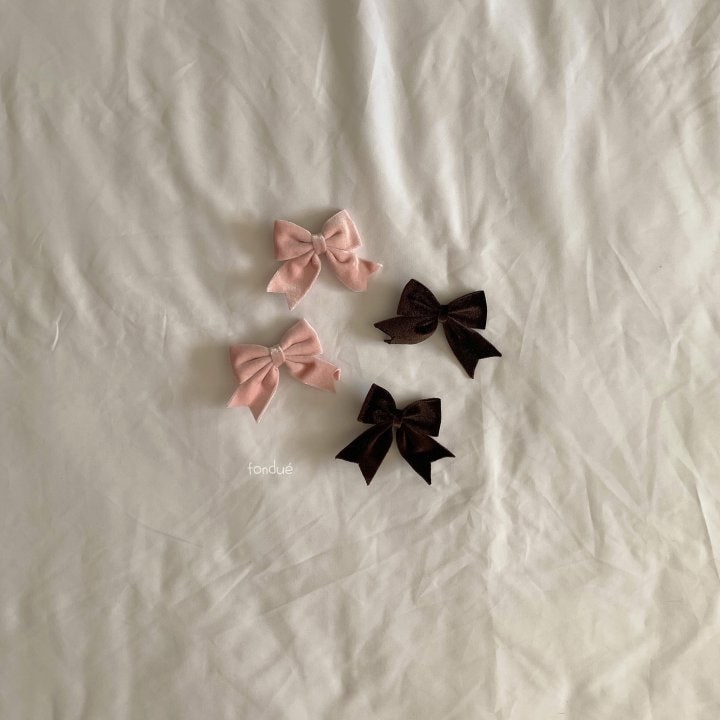 Fondue - Korean Baby Fashion - #babyoutfit - Velvet Ribbon Hairpin - 2