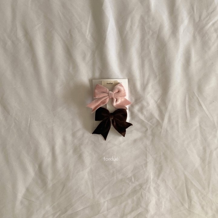 Fondue - Korean Baby Fashion - #babywear - Velvet Ribbon Hairpin - 3